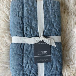Rejuvenation Belgian Linen Box-Stitch Quilted Sham Standard